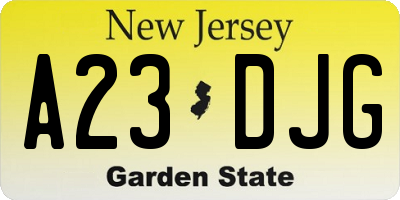 NJ license plate A23DJG