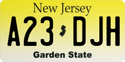 NJ license plate A23DJH