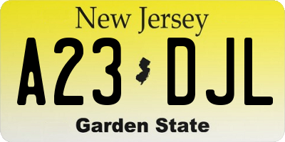 NJ license plate A23DJL