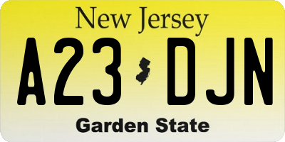 NJ license plate A23DJN