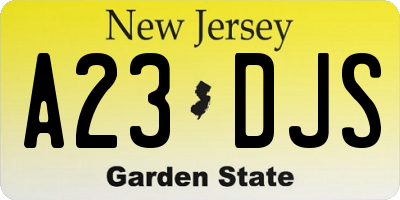NJ license plate A23DJS