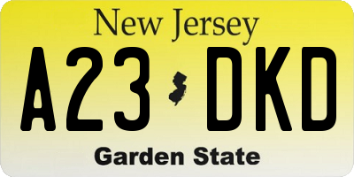 NJ license plate A23DKD