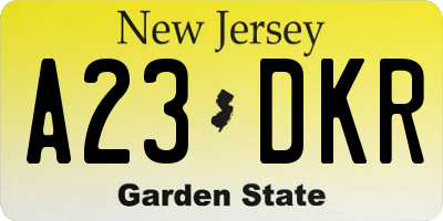 NJ license plate A23DKR