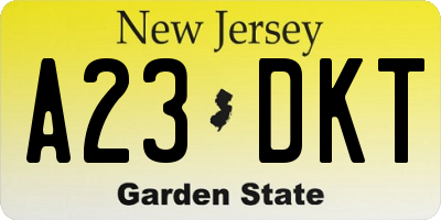 NJ license plate A23DKT