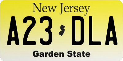 NJ license plate A23DLA