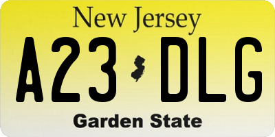 NJ license plate A23DLG