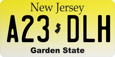 NJ license plate A23DLH