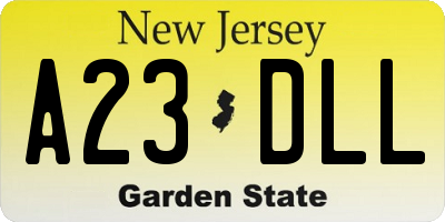 NJ license plate A23DLL