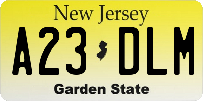 NJ license plate A23DLM