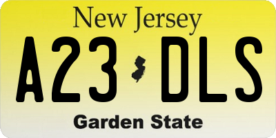 NJ license plate A23DLS
