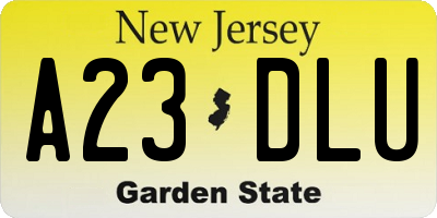 NJ license plate A23DLU