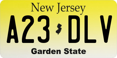 NJ license plate A23DLV