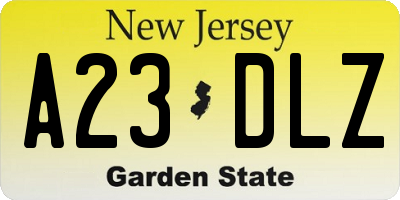 NJ license plate A23DLZ