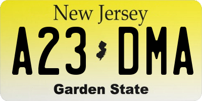 NJ license plate A23DMA