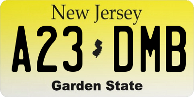 NJ license plate A23DMB