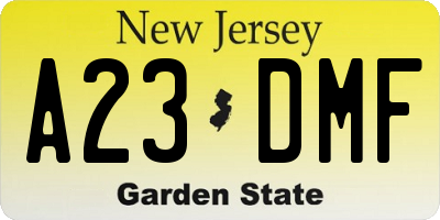 NJ license plate A23DMF