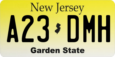 NJ license plate A23DMH