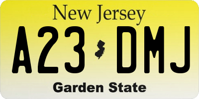 NJ license plate A23DMJ