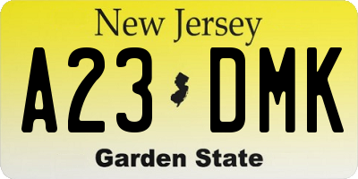 NJ license plate A23DMK