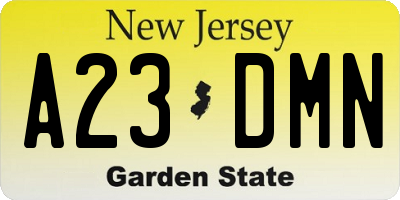 NJ license plate A23DMN