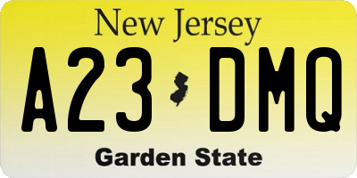 NJ license plate A23DMQ