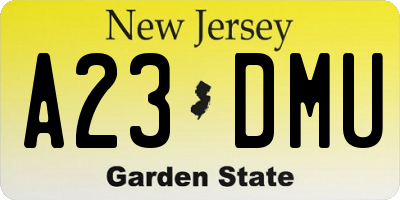 NJ license plate A23DMU