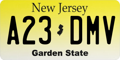 NJ license plate A23DMV