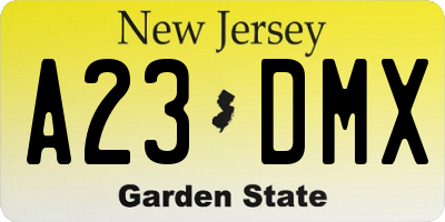 NJ license plate A23DMX