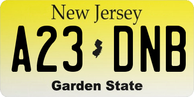 NJ license plate A23DNB