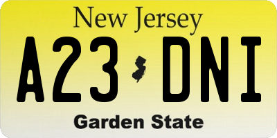 NJ license plate A23DNI