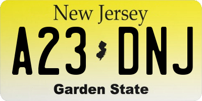 NJ license plate A23DNJ