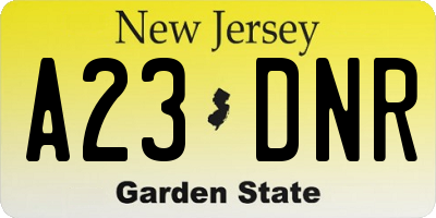 NJ license plate A23DNR