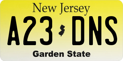 NJ license plate A23DNS