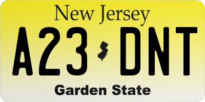 NJ license plate A23DNT