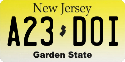 NJ license plate A23DOI