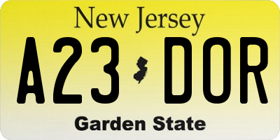 NJ license plate A23DOR