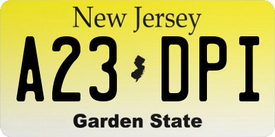 NJ license plate A23DPI