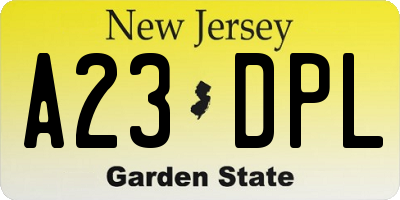 NJ license plate A23DPL