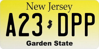 NJ license plate A23DPP