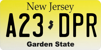 NJ license plate A23DPR