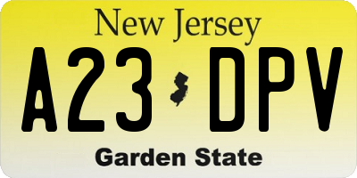 NJ license plate A23DPV