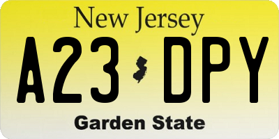 NJ license plate A23DPY