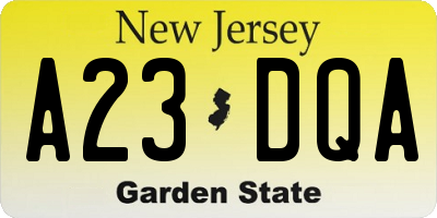 NJ license plate A23DQA