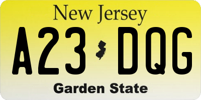 NJ license plate A23DQG