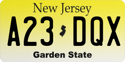 NJ license plate A23DQX