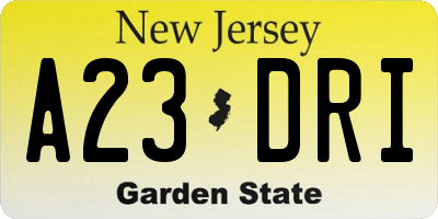 NJ license plate A23DRI