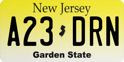 NJ license plate A23DRN
