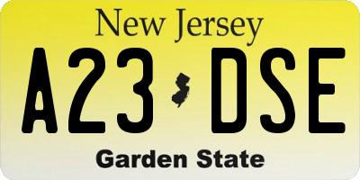 NJ license plate A23DSE