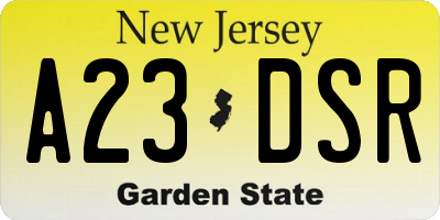 NJ license plate A23DSR