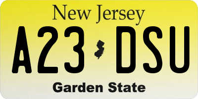 NJ license plate A23DSU